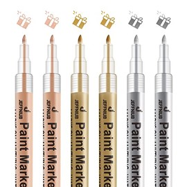Acrylic Paint Pens Gold,Silver,Rose Gold,Paint Markers for Rocks Painting, Wood, Fabric, Glass,Ceramic,Canvas. Scrapbooking,Card Making,DIY Craft Supplies Metallic Acrylic Marker Set
