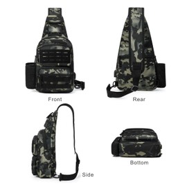 DOUNTO Tactical Sling Bag for Men Molle Utility Shoulder Bag Chest Pack Crossbody Backpack for Hiking Hunting (Green CP)