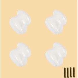 FLEXKEA Lightning Shape Ceramic Cabinet Knobs Vintage Door Knobs Drawer Dresser Cupboard Pull Handles for Home Kitchen (4, White)