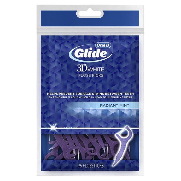 Oral-B Glide 3D White Dental Floss Picks, Radiant Mint, 75 Count