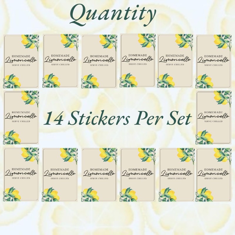 Joyful Artistry Limoncello Labels - 14 Rectangular 2"x3" Limoncello Labels