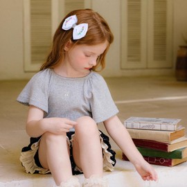 Sweet Hair Bow Clips Boutique Grosgrain Ribbon Hair Accessories Girls Teens Kids Hair Clips for School Birthday Holiday Decor, White