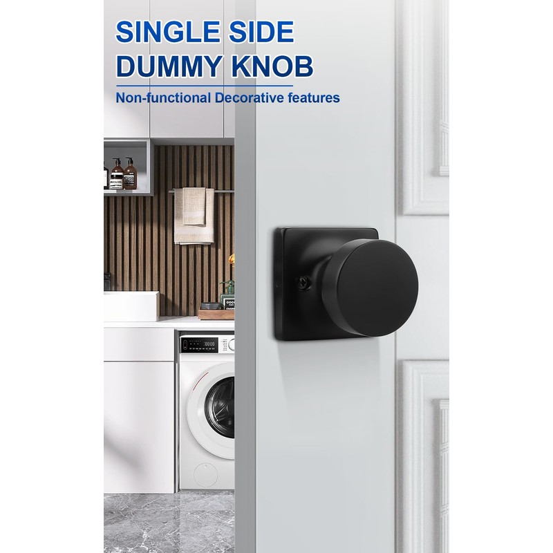 Probrico Bulk Dummy Door Knobs Interior 10 Pack, Matte Black