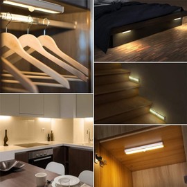 3 Piezas Luz Closet con Sensor Lámpara Armario Con Sensor de Movimiento, Luz de Armario Luces LED con Sensor de Movimiento para Escaleras, Casilleros, Armarios, Dormitorios, luz cálida portátil