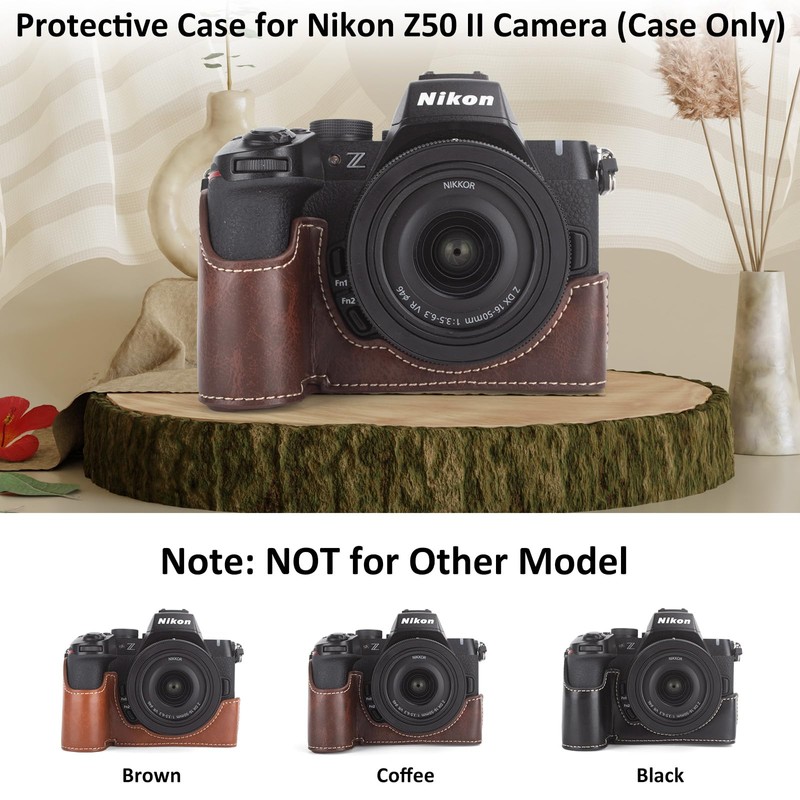 MUZIRI KINOKOO Case for Nikon Z50 II Camera, PU Leather