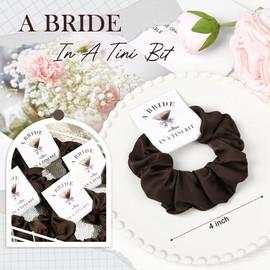 CEELGON A Tini Bit Espresso Bachelorette Party Favors Set of 8 Themed Bridesmaid Proposal Gifts Satin Scrunchies Hair Ties Bridal Shower Wedding Favors for Women