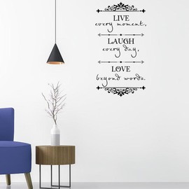 Fencosyn Live Every Moment,Laugh Every Day,Love Beyond Words,Family Inspirational Quotes Vinyl Wall Sticker Bedroom Living Room DIY Home Decor