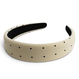 SXQLYH Headband Padded Wide, Polka Dot Fabric Headband, Women's Headband Padded Fabric, Soft Beautiful Dots Headbands, Padded Comfortable Headbands for Women Girls (Yellow)