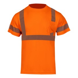FONIRRA 3 PACK Hi Vis Safety T Shirts with Pocket ANSI Class 2 Reflective Construction Work Shirts for Men Short Sleeve