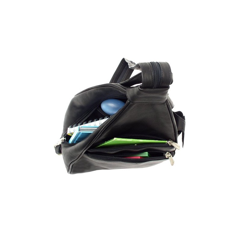 Piel Leather Two-Pocket Sling, Black, One Size