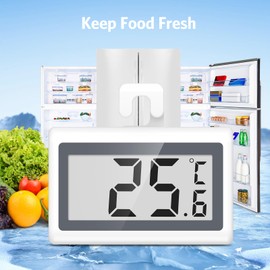 Brifit Kühlschrankthermometer, 2 Stück mini Thermometer Kühlschrank, Digital Thermometer mit Frost Alarm, Gut Lesbarem LCD-Anzeige Lesen Perfek Gefrierfach Thermometer für Küche, Restaurants, Home