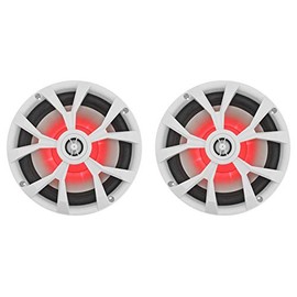 Pair Rockville RKL80MW 8" 900 Watt White 2-Way Marine Boat Speakers W/LED's