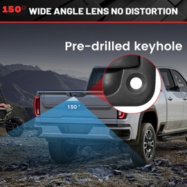 RED WOLF Tailgate Handle W/Reverse Backup Camera Replacement for 2004-2014 Ford F150, 2008-2016 F-250/F-350/F450/F550 Pickup Rear View Parking Camera RCA Connector Wide Angle Optional Guideline