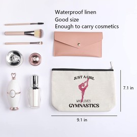 Gymnastics Makeup Bag for Women Girls Gymnasts Inspirational Gifts Gymnastic Coach Gifts for Women Teenage Girls Sports Lovers Birthday Christmas Gifts for Her - Just a Girl Who Loves Gymnastics