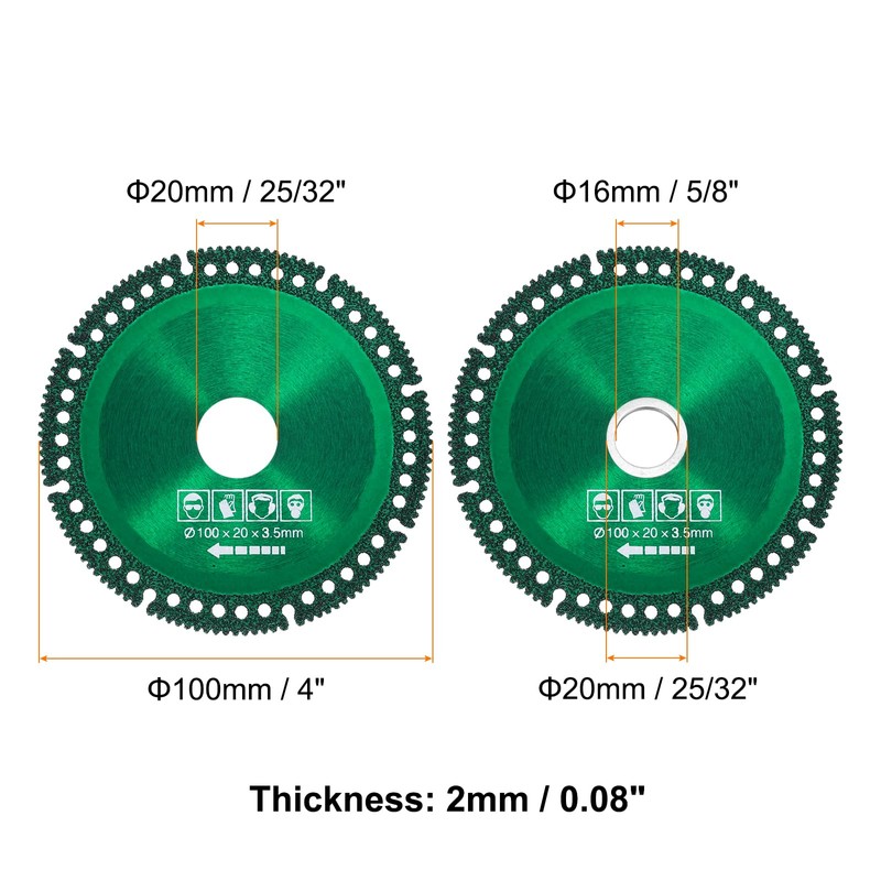 sourcing map 5pcs 4" Diamond Saw Blade, 20mm Arbor Cut