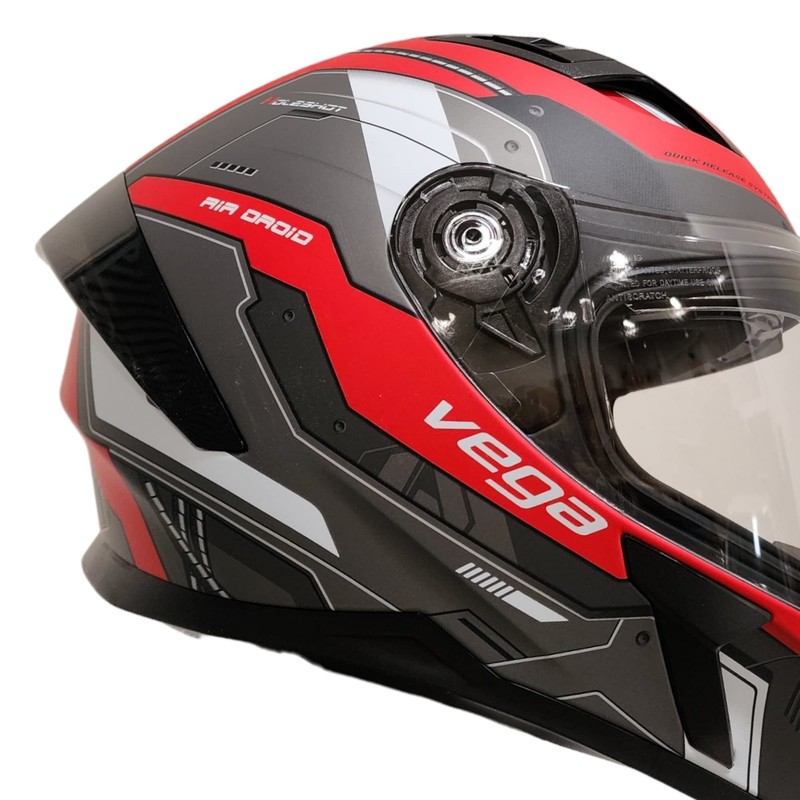 Vega Holeshot Full face Helmet (X-Small, Air Droid Red)