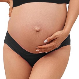 FEELNOW Maternity Underwear, Pregnancy Postpartum Panties, Under Bump Bikinis (US, Alpha, XX-Large, Regular, Regular, Black)