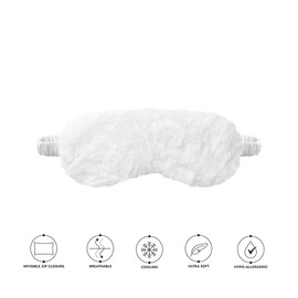 Silver Cloud Fluffy Satin Sleep Eye Mask (White)