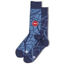 Hot Sox Men's Fun Travel & Cities Crew Socks-1 Pair Pack-Cool & Artistic Novelty Fashion Gifts, Shibuya Station (Navy), 6-12