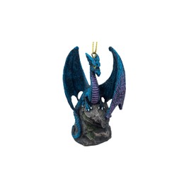 Fantasy Dragon Mythical Creature On Rock Christmas Tree Hanging Ornament Statue