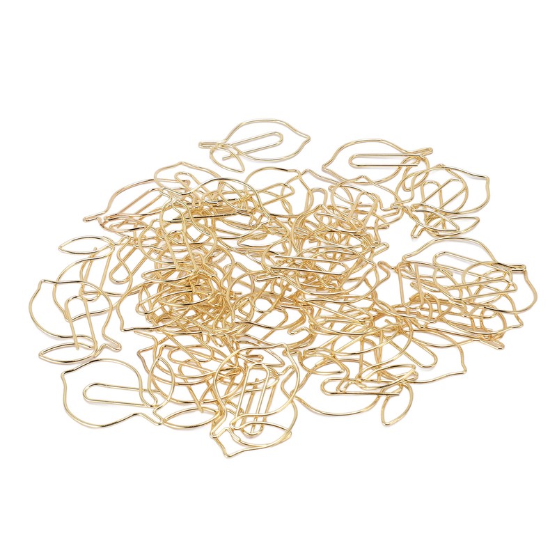 100 Pcs Paper Clip Gold Cute Lemon Shaped Bookmark Clips