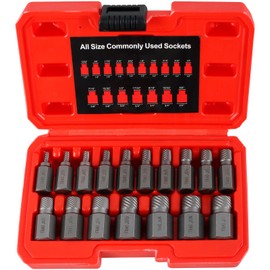 17Pcs Screw Extractor Set Hex Head Easy Out Bolt Extractor Set Damaged Screw Extractor Set Spiral Broken Screw Remover Kit Portable Damaged Bolt Nut Remover Tool for Broken Nuts Bolts Studs(grey)