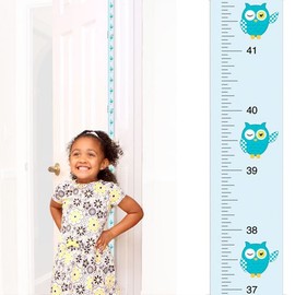 Mom Approved® Peekaboo Growth Charts [Blue Owl] Track & Measure Your Kid's Height. Fits in Door Jamb, Removable, Self-Adhesive [72 x 1.25 Inches] Mom's Choice Award Winner