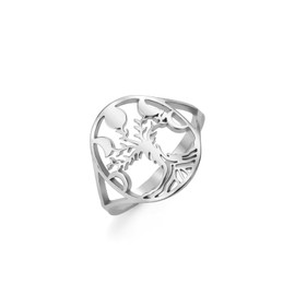Dreamtimes Tree of Life Rings Family Tree Jewellery for Women Vintage Moon Phase Ring Stainless Steel Ring Gift for Wife Girlfriend Christmas, Stainless Steel, No Gemstone