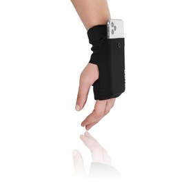 Adjustable Cell Phone Armband with Reflective Logo, Non-Slip Knitted Cloth for Running, Walking, Hiking, and Cycling Black Wrist Bag