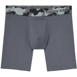 Tommy John Men’s Trunk 6" Underwear - Cool Cotton Boxers with Supportive Contour Pouch - Cool, Dry Pima Cotton Blend, Iron Grey/Grey Camo, Medium