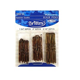 Brittny Hair Pin Bobby Pin Ball Tipped Bronze Assorted Sizes 100 pieces