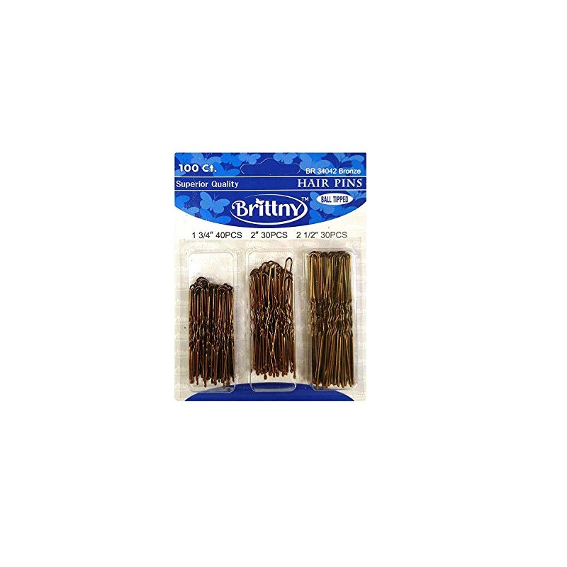 Brittny Hair Pin Bobby Pin Ball Tipped Bronze Assorted Sizes