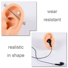 Human Ear Model Simulation Artificial Human Left Ear Silicone Ear Model for Ear Picking, Ear Piercing Teaching, Acupuncture (Left Ear)