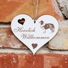 Herzlich Willkommen Sign - Collie - Decorative Heart Wooden Welcome