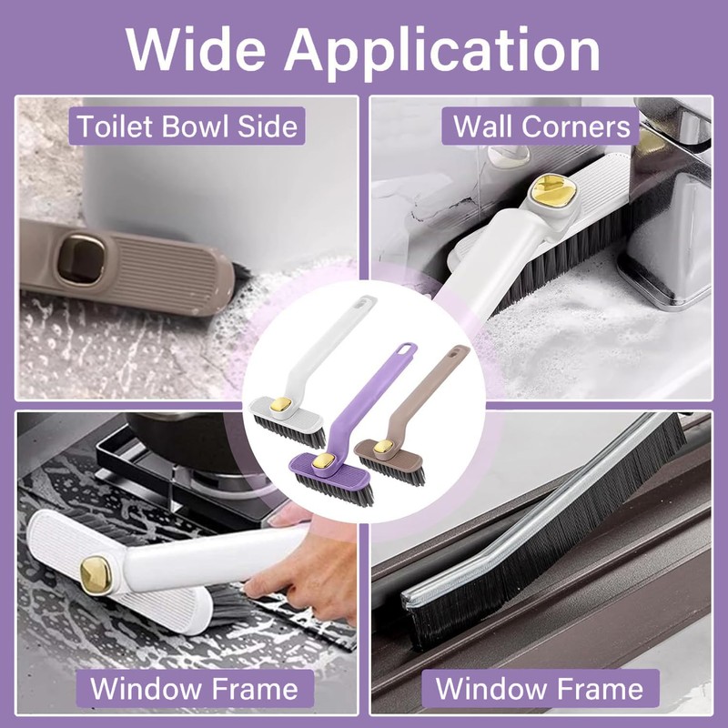 3 Pieces Multi-Function Rotating Crevice Cleaning Brush, Joint Cleaning Brush