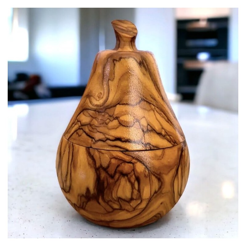 Olive Wood Handcrafted Wooden Sugar Spice Bowl W/Lid | Unique