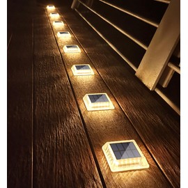 Lacasa Solar Deck Lights, 8 Pack 30LM LED Dock Lights Warm White 2700K, Outdoor Solar Powered Step Lights Light up All Night IP68 Waterproof Auto ON/Off for Garden Stairs Driveway Pathway Lighting