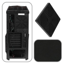 EMSea 2PCS PC Chassis Fan Dust Filter 12x12cm PC Case Cooling Fan Dustproof Cover Mesh Net Cover Plastic Computer Fan Dustproof Protector with Screws Black