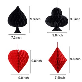 Casino Party Decoration,Poker Party Decoration,Honeycomb Paper Garland for Casino Las Vegas Themed Birthday Party,Game Night Party Ceiling Hangings Cards Bingo Poker Card Party (8)