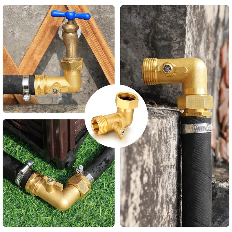 SIGURANTA Garden Hose Angle Valve 90 Degree Brass Extender Solid