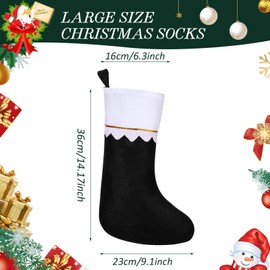 Zubebe 36 Pcs 15 Inch Felt Christmas Stockings Stockings Xmas Decoration Stockings Rustic Christmas Santa Stockings for Christmas Party Favors Home Decor(Black, Classic)