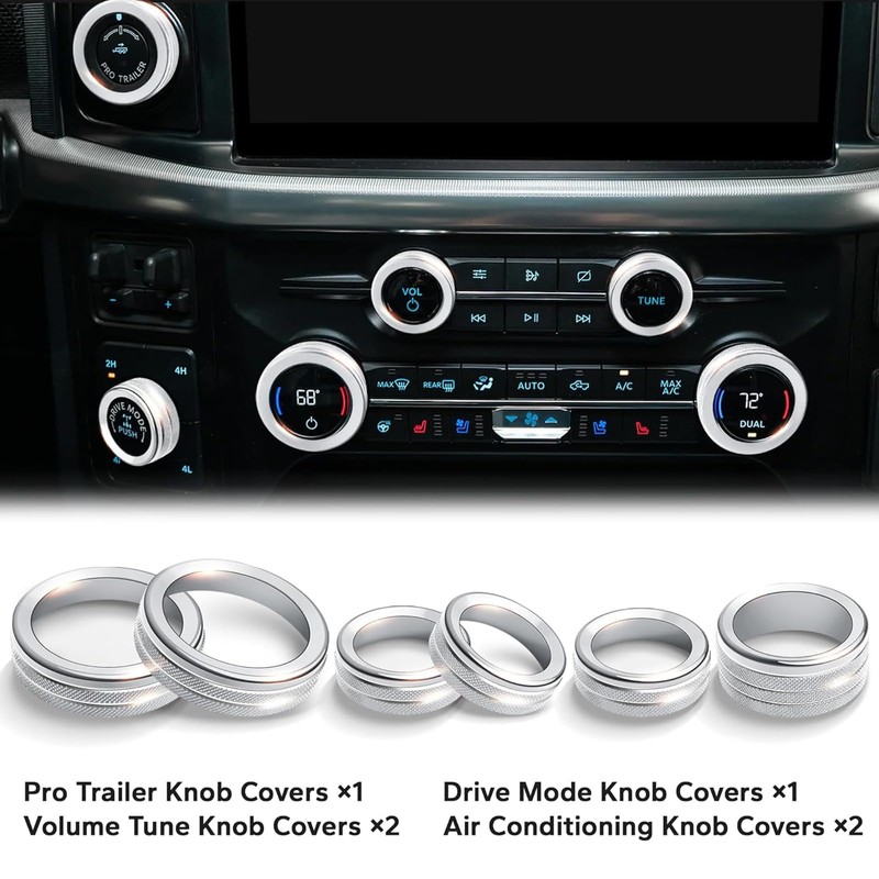 TOPKU Air Conditioner Switch Trim Cover Aluminum Center Console Knob