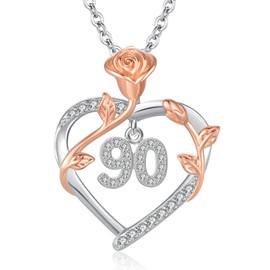 90th Birthday Gifts for Women / 90 Year Old Birthday Gifts for Old Woman Mom 925 Sterling Silver 90th Birthday Pendant Necklace for Grandmother Wife Mothers Day Christmas Anniversary Jewelry, Sterling