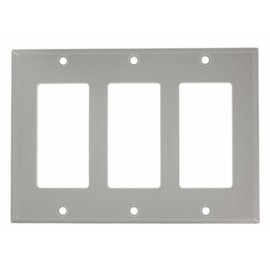 Leviton 3-Gang Decora/GFCI Device Decora Wallplate, Standard Size, Thermoset, Device Mount, 80411-GY, Gray