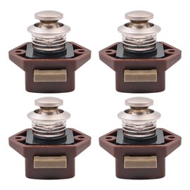Tiardey 4 Pcs Push Button Latch Locks, Cabinet Drawer Keyless Door Latch for Caravan, Motorhome, Motorhome, Boat, Brown and Gold