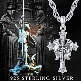 YueYuan Religious Saint Michael / Saint Christopher / Guadalupe Necklace 925 Sterling Silver Women Men Saint Patron Saint Pendant Amulet Jewellery Gift, Sterling Silver, No Gemstone