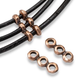 TierraCast Link 3 Hole Nugget Bar, 5x14mm, Antique Copper Plated Pewter, 4-Pack