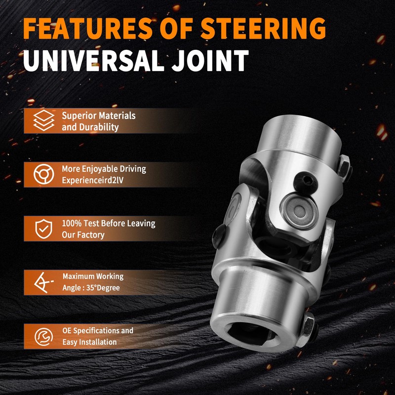 5/8" -36 Spline X 3/4" DD Chrome Steering Universal Joint