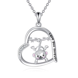 DAYLINLOVE Monkey Necklace 925 Sterling Silver Monkey Pendant Necklace Animal Jewelry Gifts for Women Men Monkey Lovers