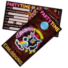 Unicorn Invitation Cards – Elegant & Funny Unicorn Invitation for Children's Birthday or Party for Girls Boys Adults Set of 12 BREITENWERK